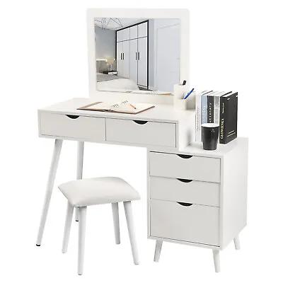 Dressing Table Makeup Desk With Bedside Table Mirror Drawer Home Cupboad Bedroom • £134.99