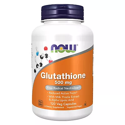 NOW FOODS Glutathione 500 Mg - 120 Veg Capsules • $34.98