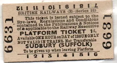 BR(E) Platform Ticket Sudbury (Suffolk) 1d (Series 22) • £4.99