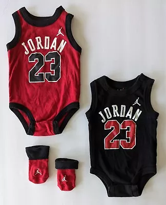 4 Pc's: Infant 0-6 Months 2 Air Jordan Sleeveless One-Piece Shirts & Socks • $24.95