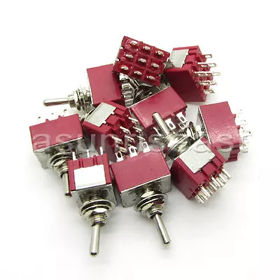 50×Mini Toggle Switch 3PDT 3 Position ON-OFF-ON 9-PIN 250V 2A 120V 5A Wholesale • $52.80