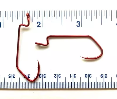 100 Matzuo 142060 142062 Red Sickle J-Bend Worm Fish Hooks Size 1/0 • $13.99