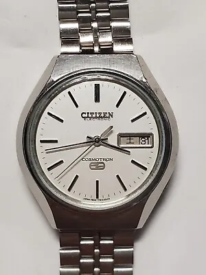 $158 • Buy Vintage 1975's Citizen Cosmotron Stainless Steel Day-Date Electronic Gents Watch