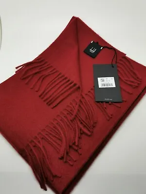 Dunhill Burgundy Skinny Scarf 100% Cashmere Made In Scotland (BNWT) • £175