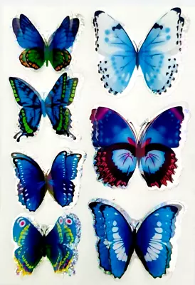 3D Blue Butterflies X7 Wall Art Decal Stickers Large Decoration Art Craft Kids • £3.39