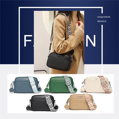 $34.69 • Buy Women Crossbody Small Square Bag Genuine Leather Ladies Wide Strap Tote Bags AU