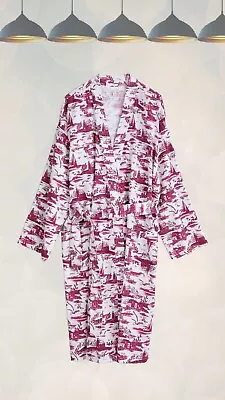 Ex Seasalt Women’s Cotton Tie Dressing Gown In Pink Mix With A Printed Design • £27.50