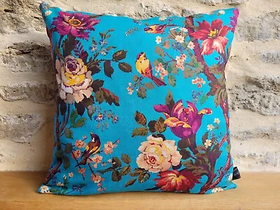 Liberty Arts Lady Kristina Floral Turquoise Linen & Velvet Fabric Cushion Cover  • £32.50