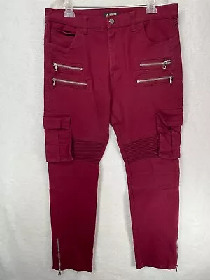 Access Men's Size 36 X 32 Moto Style Jeans Burgundy • $14.95