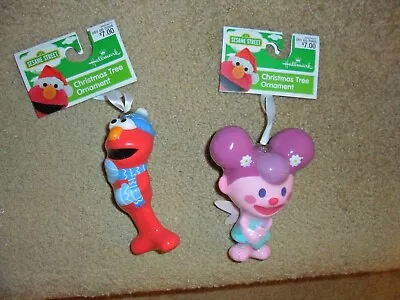 New 2- Hallmark Sesame Street Elmo & Abby Cadabby Decoupage Christmas Ornament  • $14.99