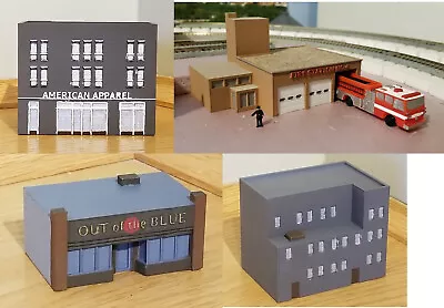 Z Scale Set Of 3 Buildings Main Street Store Fire Station Commercial Building • $15.99