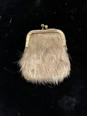 Small Fur Coin Purse Leather On The Inside Very Vintage • $32