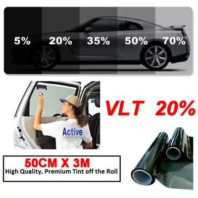 $27.89 • Buy PRO LIMO BLACK 20% CAR WINDOW TINT ROLL 3M X 50CM FILM TINTING TOOLS KIT ANTI-UV