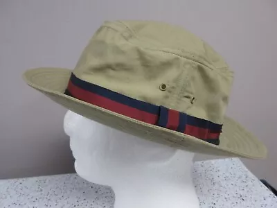 Vintage LL Bean Bucket Hat USA FLY Fishing Camping Retro 80s Tan Beige 90s Large • $39.99
