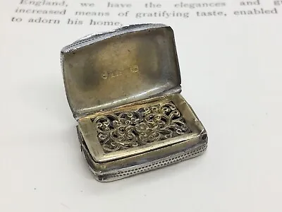 Small Antique Georgian Sterling Silver Vinaigrette Bright Cut Detailing - Worn • $80.90
