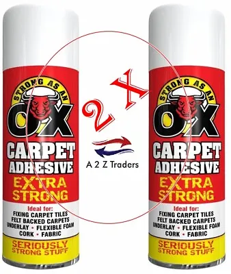 2 X SAAO CARPET ADHESIVE GLUE SPRAY HEAVY DUTY FOAM CORK TILE CRAFT FABRIC 500ML • £9.95