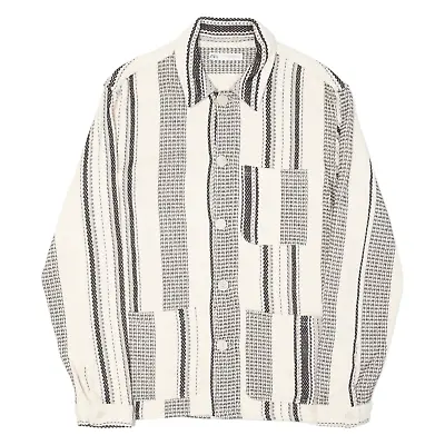 ZARA Mens Chore Jacket Cream Striped M • £26.99
