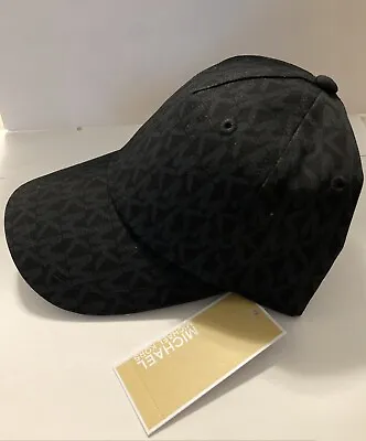 NWT Michael Kors Monogram MK Logo Black Baseball Cap Hat One Size MSRP $68 • $30.99