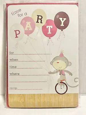 New Hallmark Monkey “Time For A Party” 10 Invitations Sealed Any Fun Occasion • $5