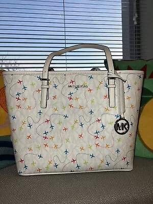 Michael Kors Jet Set Leather Carryall Airplane Tote Bag - WHITE - NWT • $51