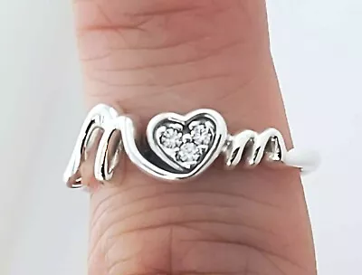 NEW 100% Authentic PANDORA Silver Love Forever Mom Pavé  Heart Ring 191149C01 • $51