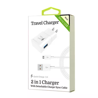 Lot/8 2 In 1 Travel Charger For Android MIcro USB V8 Quick Charge Wholesale • $39.23