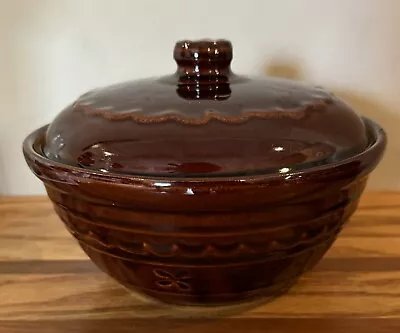 Vintage MARCREST DAISY DOT Stoneware COVERED CASSEROLE DISH Ovenproof USA 8.5 W • $19.99