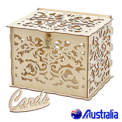 Wood Carved Wishing Well Card Box Decorative Wedding Graduation Reception Rustic • $19.45