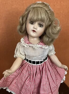 Vintage Madame Alexander Composition Girl Doll In Tagged Wendy Ann Dress 11  • $31