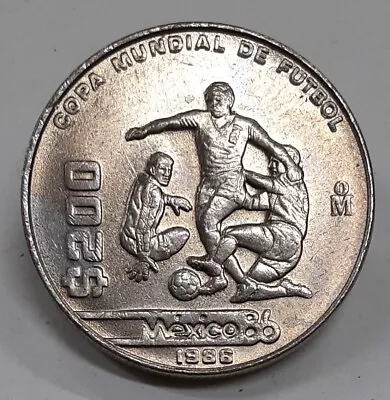 1986 Mexico 200 Pesos Copper-Nickel Coin  World Cup  BU • $9.95