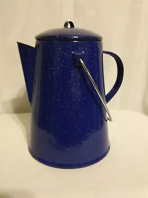 Vintage Camping Coffee Pot Speckled Blue Enamel~2qt • $16.75