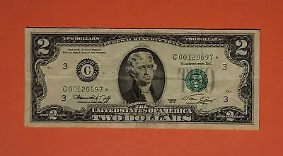 Circulated 1976 $2 Two Dollar Bill Philadelphia C Star Note - Low Serial Number • $9.99