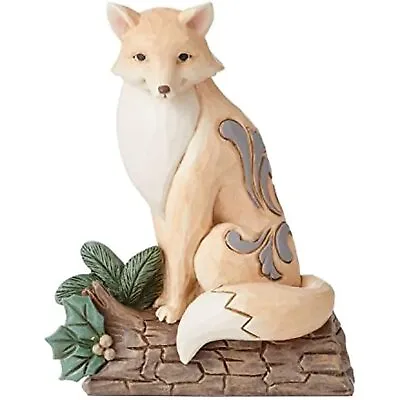 $24.98 • Buy Jim Shore Heartwood Creek Christmas White Woodland Fox On Birch Tree Log 6011617