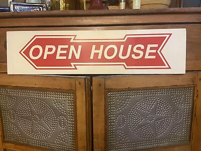 Vintage 24  X 6  Double Sided   OPEN HOUSE   Thick Cardboard Wood Sign • $9.99