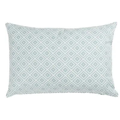 Scandi Geometric Ikat Boudoir Cushion In Modern Duck Egg Blue. 17x12  Cover • £18.99