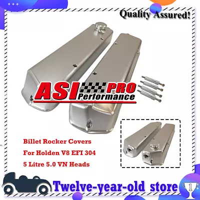 Billet Rocker Covers For Holden EFI 304/308 V8 5L VN Heads-Raw Finish -Notched. • $1099