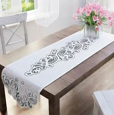 Lace Table Runner White Rectangular High Quality 20  X 59  (50cm X 150cm) • £11.90