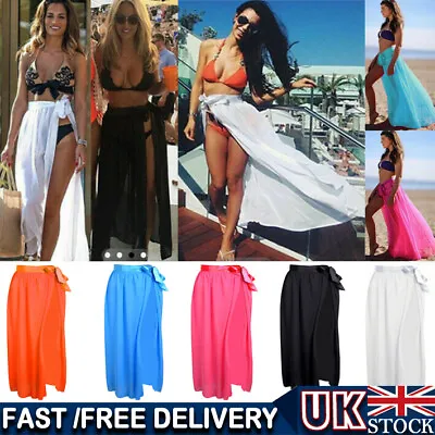 £3.99 • Buy Women Bikini Cover Up Swimwear Sheer Beach Maxi Wrap Skirt Sarong Pareo Dress UK