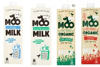 Moo Organic Skimmed Semi Skimmed Whole UHT British Milk Bottles • £8.99