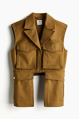 New Women  Twill H&M Studio SS 2024 Utility Gilet Vest Olive Green Color Size S • $189