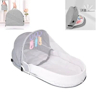 Portable Folding Baby Crib Nursery Infant Sleeping Bassinet Bed W/ Mosquito Net • $51.99