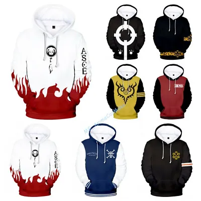 Anime One Piece Luffy Ace Trafalgar Law Cosplay Hoodie Sweatshirt Pullover Tops • $18.99