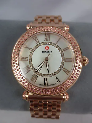 Michele Caber Topaz Rose Gold Diamond Watch MW16A36B5963 Refurb + Box • $1298.99