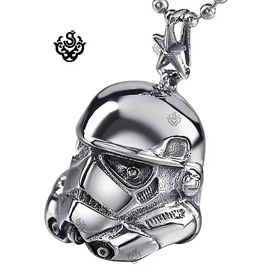 Silver Star Wars A New Hope EFX Replica Stormtrooper Helmet S Steel Necklace 24  • $19.99