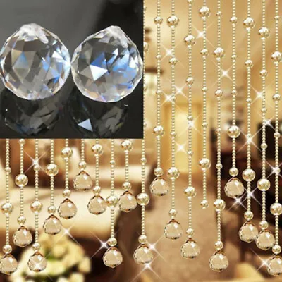 10PCS  Clear Faceted Balls K9 Crystal Chandelier Parts Prism Suncatcher Hanging  • £13.29