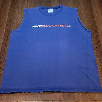 Vintage 90s Nike Basketball Tank Top Muscle Shirt Mens XL White Tag Made USA • $19.99