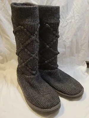 UGG Classic Argyle Knit Sweater Boots Sz 10 Women's 5879 Wool Charcoal F3009I • $29.99