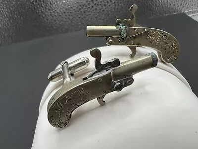 Vintage Hunting Pistol Austria Goebharter Mechanical Cufflinks Derringer Gun  • $185