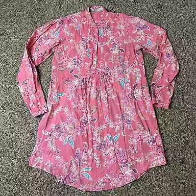 ZARA Basic Pink Floral Paisley Long Sleeve Tunic Dress Buttoned Medium Women  • $15