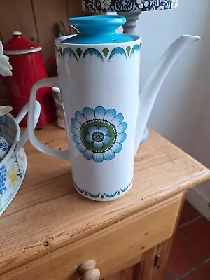 Vintage J&G Meakin Studio Capri Teapot Coffee Pot  Blue & Green Floral Pattern • £12.99